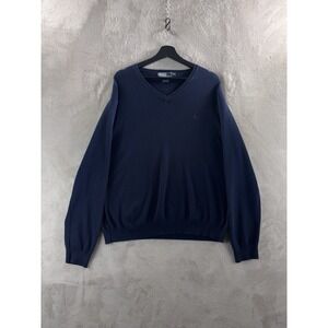 Polo Ralph Lauren Sweater Mens Size XL Blue Pima Cotton V Neck Preppy‎ Classic